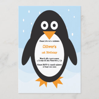 Pinguin Einladung perfekt zum Wintergeburtstag