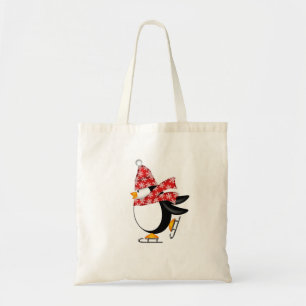 Pinguin-Eis Skaing mit Hut-und Schal-Tasche Tragetasche