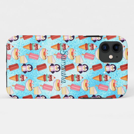 Pinguin-Eiscreme-Süßigkeiten Case-Mate iPhone Hülle (Rückseite (Horizontal))