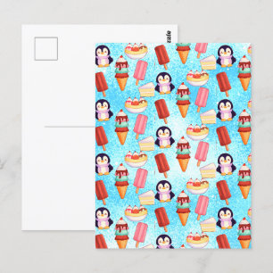 Pinguin-Eiscreme-Süßigkeiten Postkarte