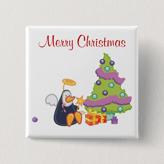 Pinguin-Engels-Weihnachten Button (Vorderseite)