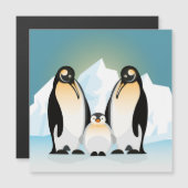 Pinguin-Familie gegen Eisberge Magnetkarte (Vorne/Hinten)