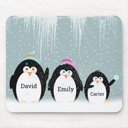 Pinguin-Familie in Schneemusepad Mousepad (Vorne)