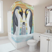 Pinguin-Familie mit Baby-Pinguin Duschvorhang (Beispiel)