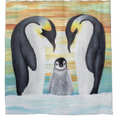 Pinguin-Familie mit Baby-Pinguin Duschvorhang (Vorderseite)