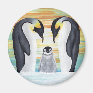 Pinguin-Familie mit Baby-Pinguin Magnet