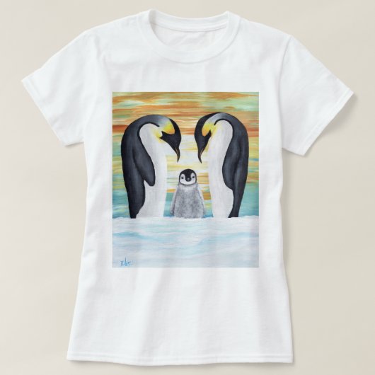 Pinguin-Familie mit Baby-Pinguin T-Shirt (Design vorne)