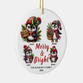 Pinguin-Familie mit vierer Keramik Ornament (Rechts)