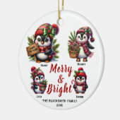 Pinguin-Familie mit vierer Keramik Ornament (Links)
