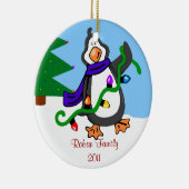 Pinguin-Familie Name Keramik Ornament (Rechts)