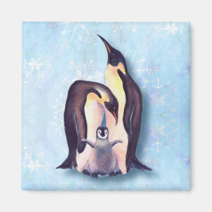 PINGUIN-FAMILIE u. SCHNEE durch SHARON SHARPE Magnet