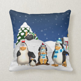 Pinguin-Familien-Winterurlaub-Wurfs-Kissen Kissen