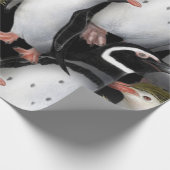 Pinguin Familienfarbenes Verpackungspapier Geschenkpapier (Ecke)