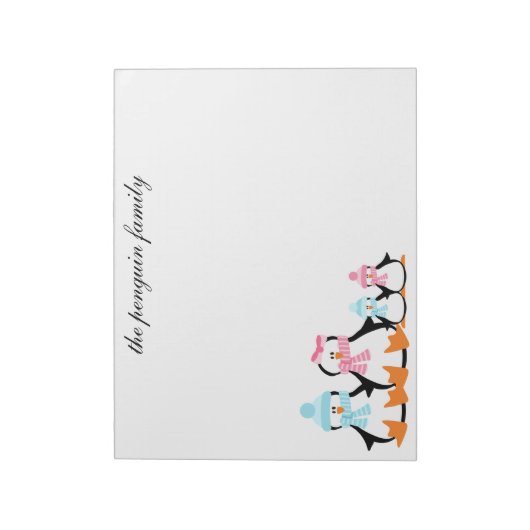 Pinguin Family Winter Custom Notepad Notizblock (Rotiert)