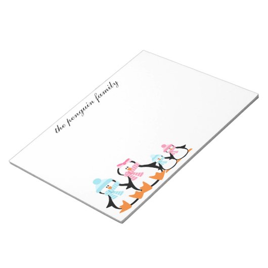 Pinguin Family Winter Custom Notepad Notizblock (angewinkelt)