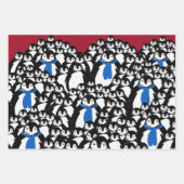 Pinguin Family Wrapping Paper über Weihnachts-Rot Geschenkpapier Set (Vorderseite 3)