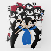 Pinguin Family Wrapping Paper über Weihnachts-Rot Geschenkpapier Set (Beispiel)