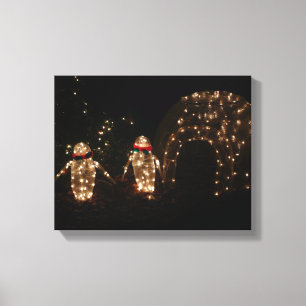 Pinguin-Feiertags-Lichterdisplay Leinwanddruck
