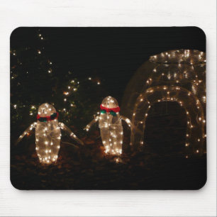 Pinguin-Feiertags-Lichterdisplay Mousepad