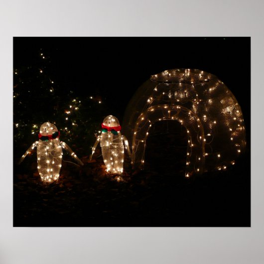 Pinguin-Feiertags-Lichterdisplay Poster (Vorne)