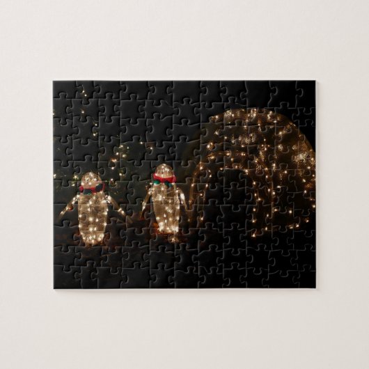 Pinguin-Feiertags-Lichterdisplay Puzzle (Horizontal)