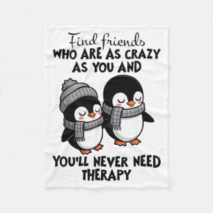 Pinguin finden Freunde, die genauso verrückt sind Fleecedecke