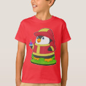 Pinguin Firefighter Birthday Fire Department T-Shirt (Vorderseite)