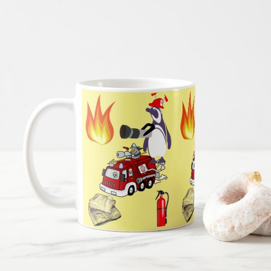 Pinguin Fireman Tasse (Mit Donut)