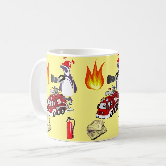 Pinguin Fireman Tasse (Vorderseite Links)