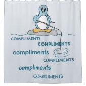 Pinguin-Fischen für Kompliment-Metapher Duschvorhang (Vorderseite)