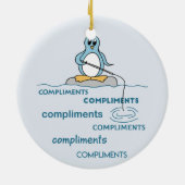 Pinguin-Fischen für Kompliment-Metapher Keramik Ornament (Hinten)