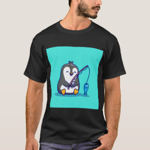 Pinguin Fischer Angelrute Fisch T-Shirt