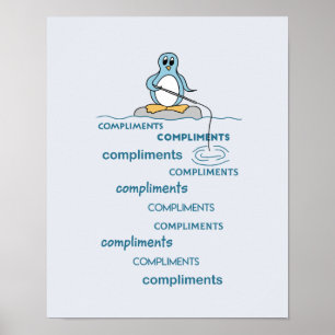 Pinguin Fishing for Compliments Metapher Poster