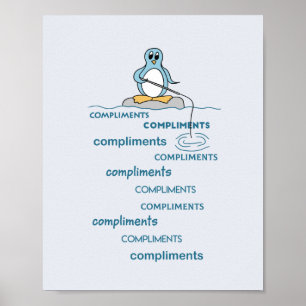 Pinguin Fishing for Compliments Metapher Poster