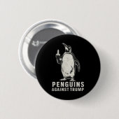 Pinguin Flippers Hoch Mittelfinger Pinguine gegen Button (Vorne & Hinten)