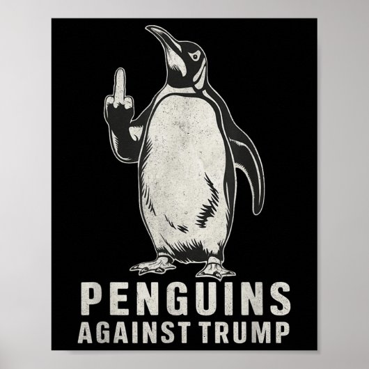 Pinguin Flippers Hoch Mittelfinger Pinguine gegen Poster (Vorne)