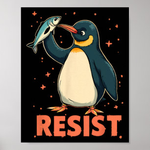 Pinguin Flippers Up widersteht lustigen Pinguinen Poster