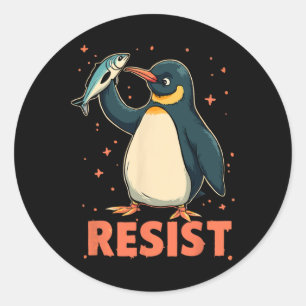 Pinguin Flippers Up widersteht lustigen Pinguinen Runder Aufkleber
