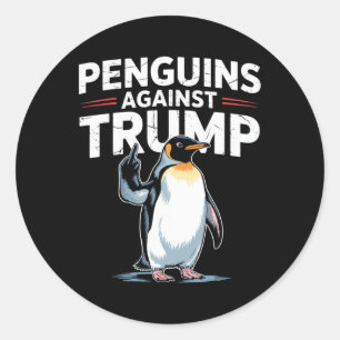 Pinguin Flippers Up widersteht lustigen Pinguinen Runder Aufkleber
