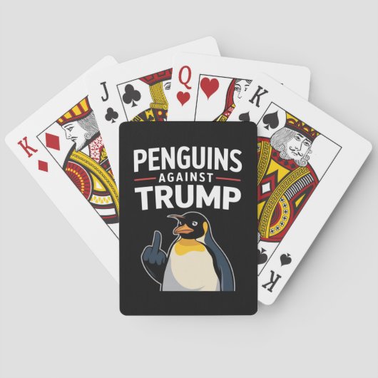 Pinguin Flippert auf widerspenstige Pinguine gegen Spielkarten (Rückseite)