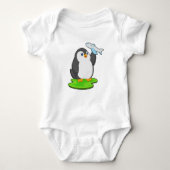 Pinguin-Flugzeug Baby Strampler (Vorderseite)