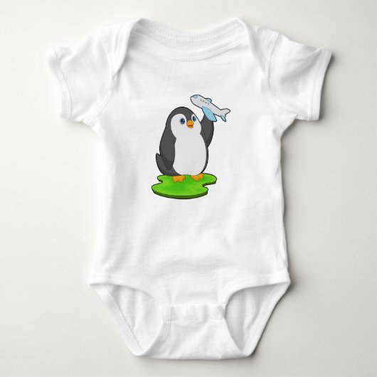 Pinguin-Flugzeug Baby Strampler (Vorderseite)