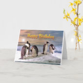 Pinguin Foto Happy Birthday Card Karte (Gelbe Blume)