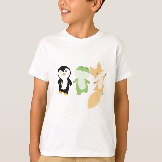 Pinguin Fox Frog Funny Animals Kinder T-Shirt (Vorderseite)