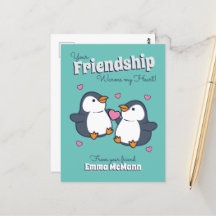 Pinguin Freundschaft Valentine Postkarte Cartoon