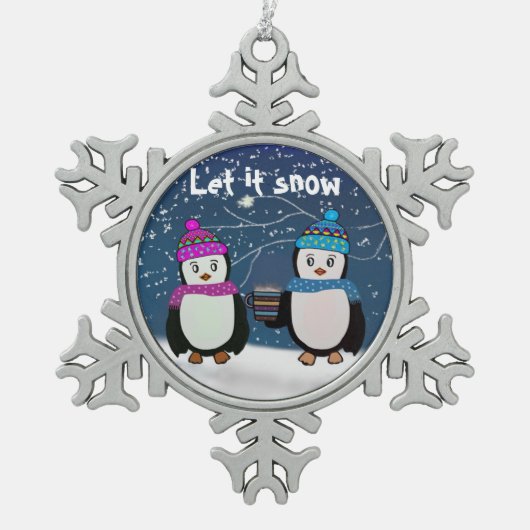 Pinguin Friends Snowflake Ornament (Vorderseite)