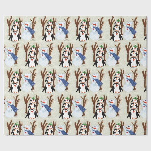 Pinguin Fun - Kinder Kunst für das CHOC Geschenkpapier (Flach)