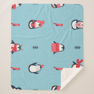 Pinguin Fun: Vintag Nahtlose Whimsy. Sherpadecke
