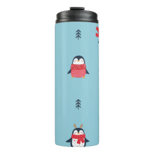 Pinguin Fun: Vintag Nahtlose Whimsy. Thermosbecher