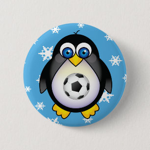 Pinguin-Fußball-Weihnachtsknopf Button